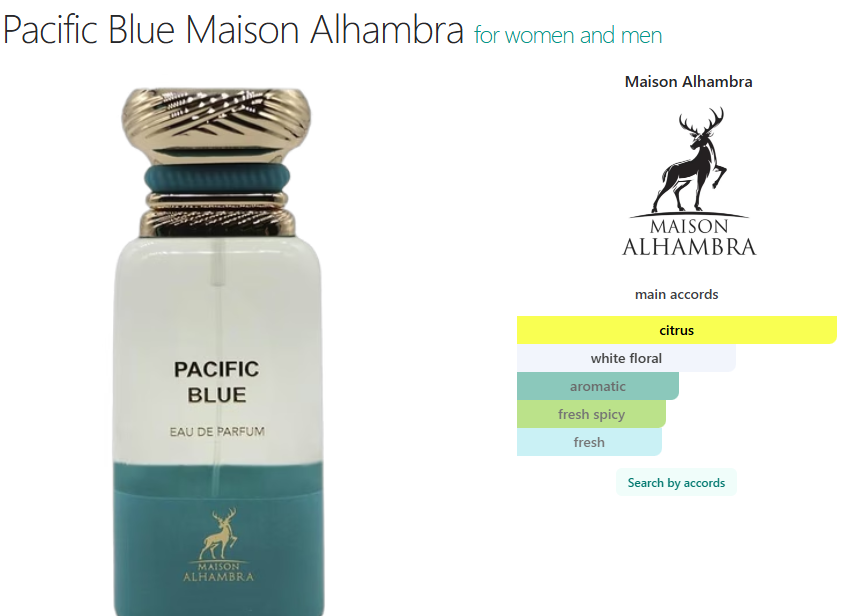 Maison Alhambra Pacific Blue (Inspired by Tom Ford Neroli Portofino)